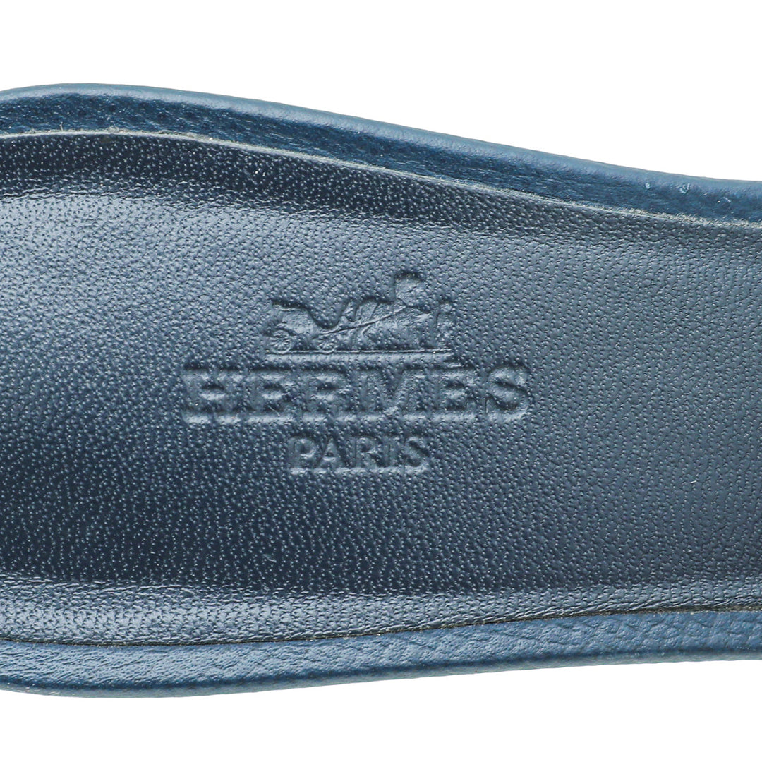 Hermes Navy Blue Epsom Oasis Sandal 36.5