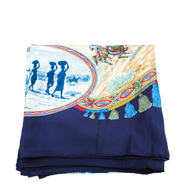 Top quality Hermes Multicolor Cavaliers Peuls by Jean de Fougerolle Silk Scarf