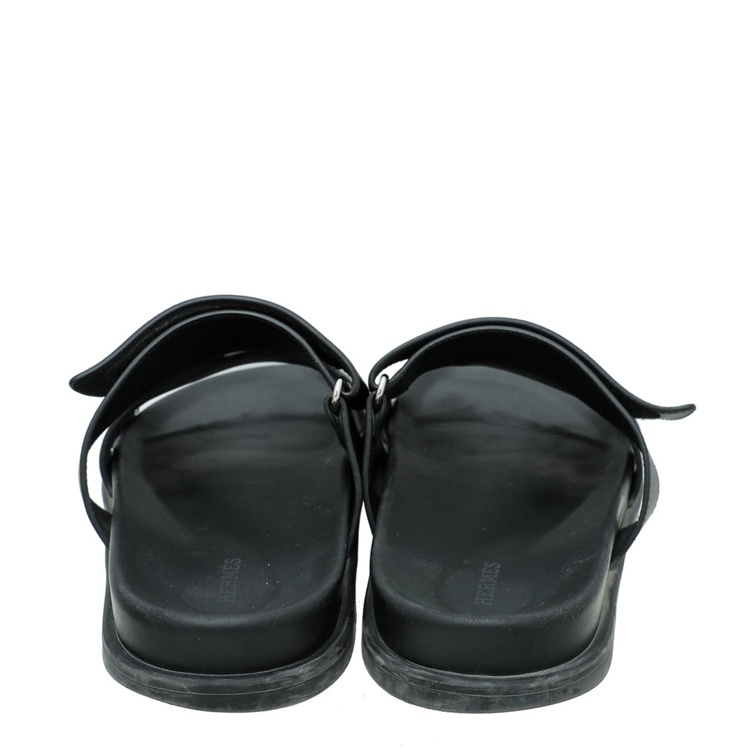 Hermes Noir Chypre Men's Sandal 42.5