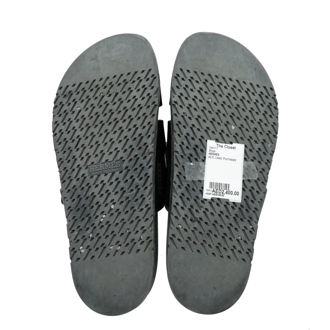 Hermes Noir Chypre Men's Sandal 42.5