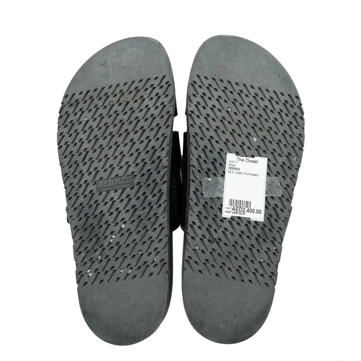 Hermes Noir Chypre Men's Sandal 42.5