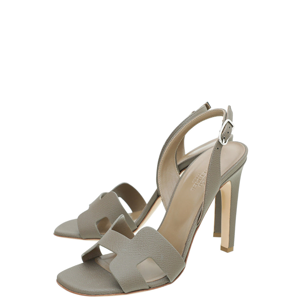 Hermes Gris Etain Premiere 105 Sandals 38