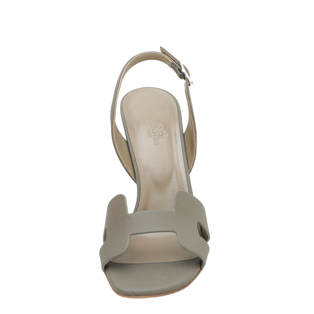 Hermes Gris Etain Premiere 105 Sandals 38