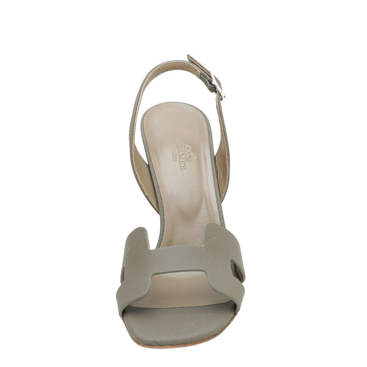 Hermes Gris Etain Premiere 105 Sandals 38