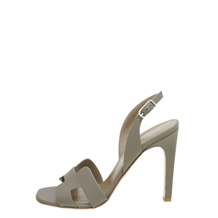 Hermes Gris Etain Premiere 105 Sandals 38