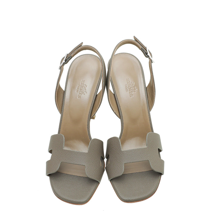 Hermes Gris Etain Premiere 105 Sandals 38