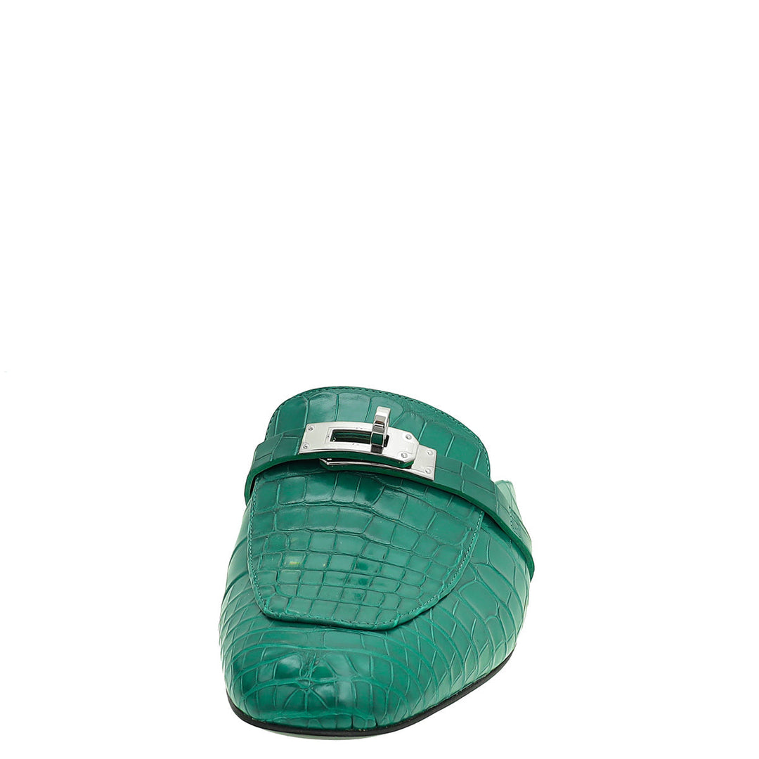 Top quality Hermes Vert Emeraudeoz Alligator Mississippiensis Mules 39
