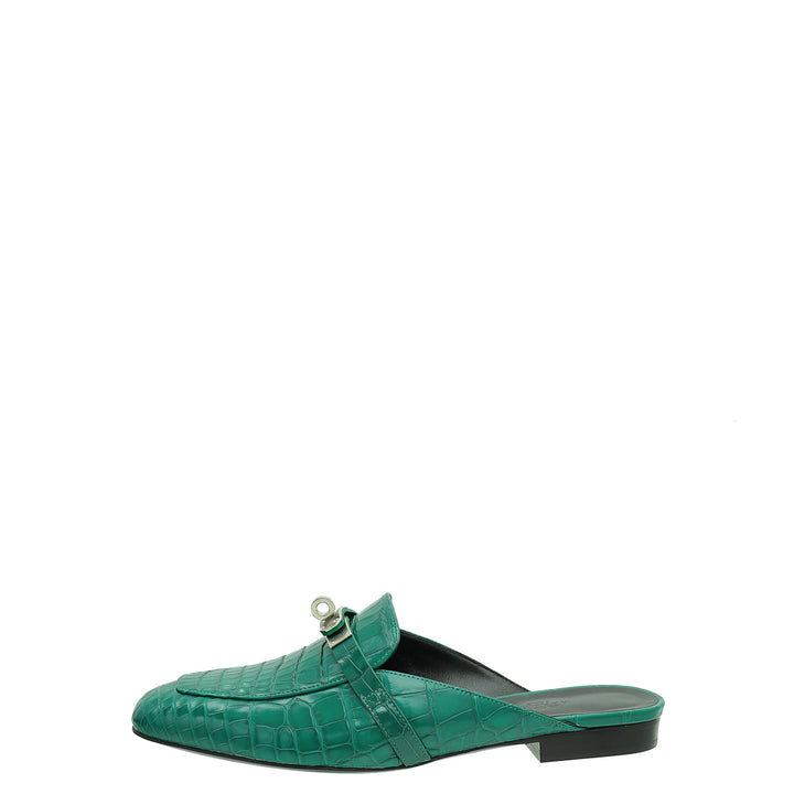 Top quality Hermes Vert Emeraudeoz Alligator Mississippiensis Mules 39
