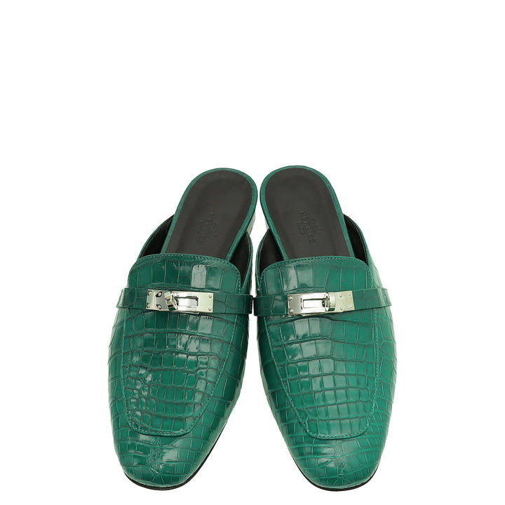 Top quality Hermes Vert Emeraudeoz Alligator Mississippiensis Mules 39