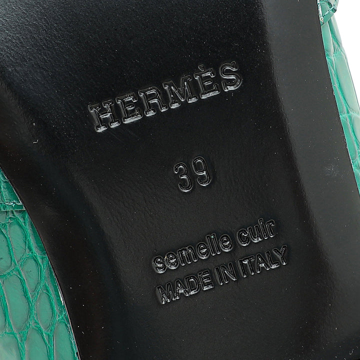 Top quality Hermes Vert Emeraudeoz Alligator Mississippiensis Mules 39