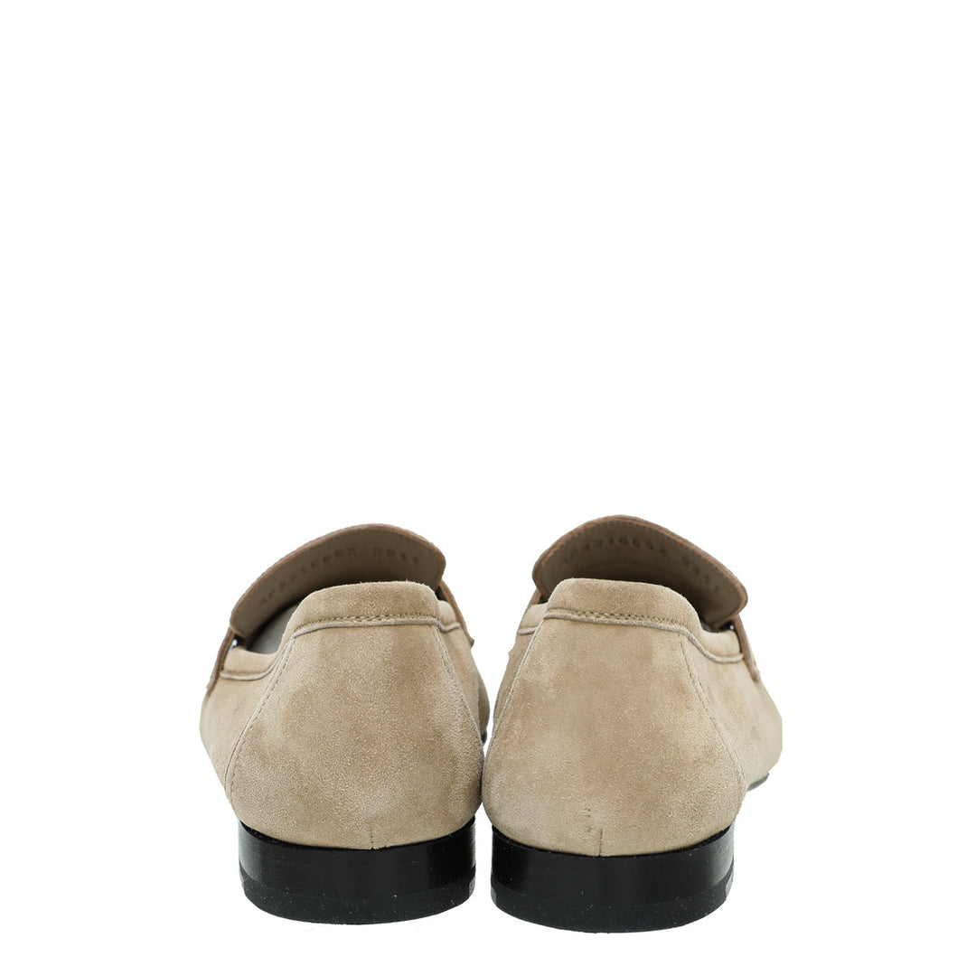 Hermes Beige Argile Paris Suede Goatskin Loafer 39