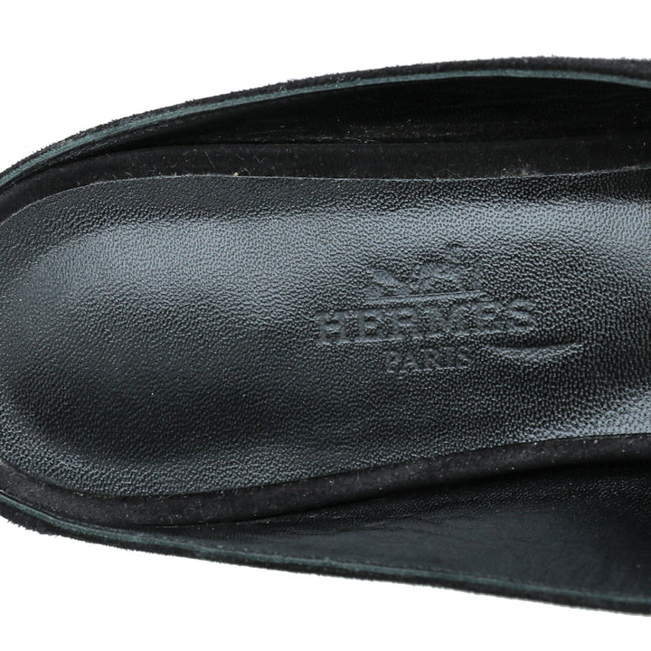 Top quality Hermes Black Suede Crystal Beads Roxane Mules 36
