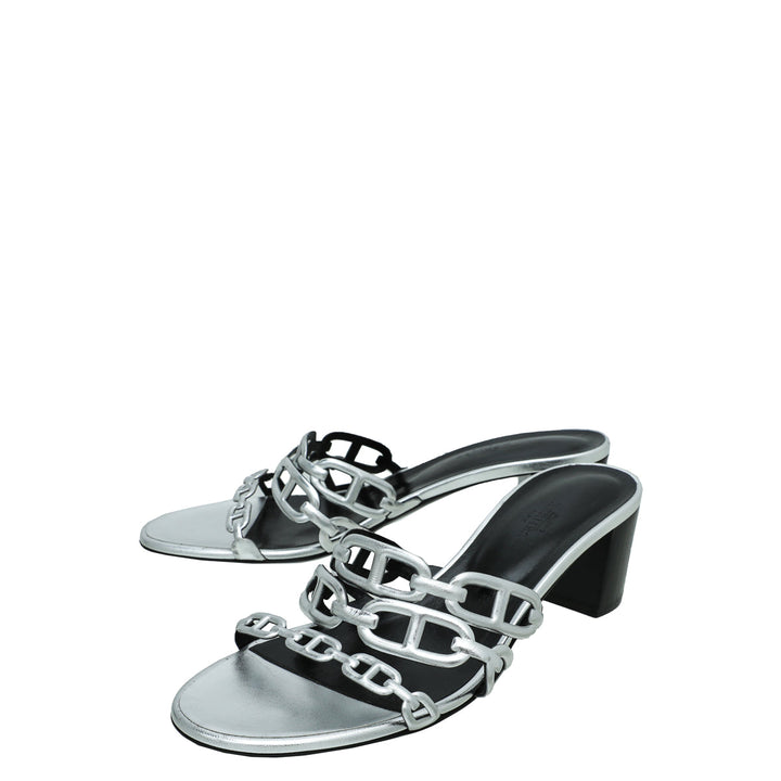 Top quality Hermes Gris Argente Tandem Sandal 39