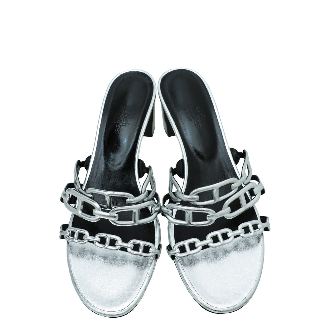 Top quality Hermes Gris Argente Tandem Sandal 39
