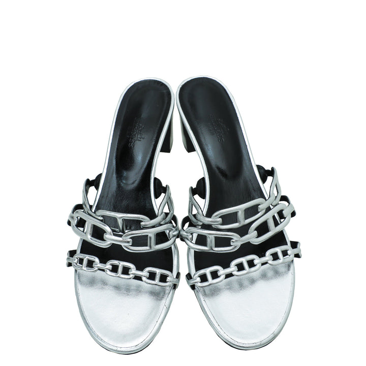 Top quality Hermes Gris Argente Tandem Sandal 39