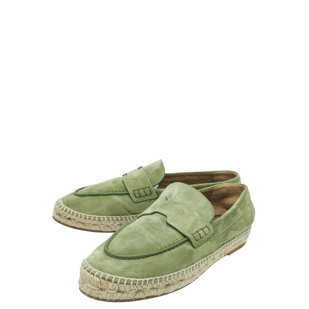 Hermes Vert Sauge Suede Goatskin Trip Espadrille 35