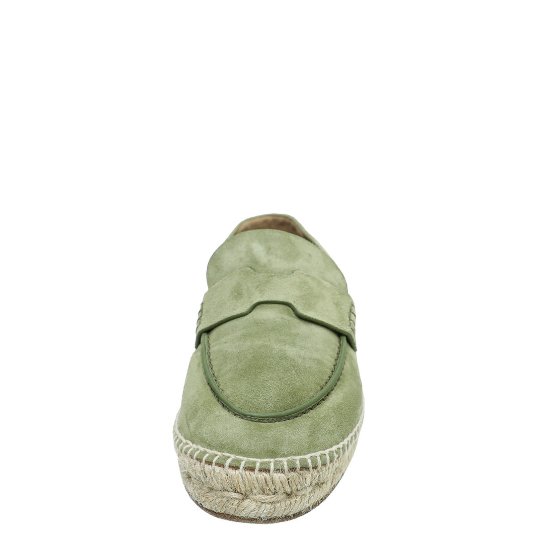 Hermes Vert Sauge Suede Goatskin Trip Espadrille 35