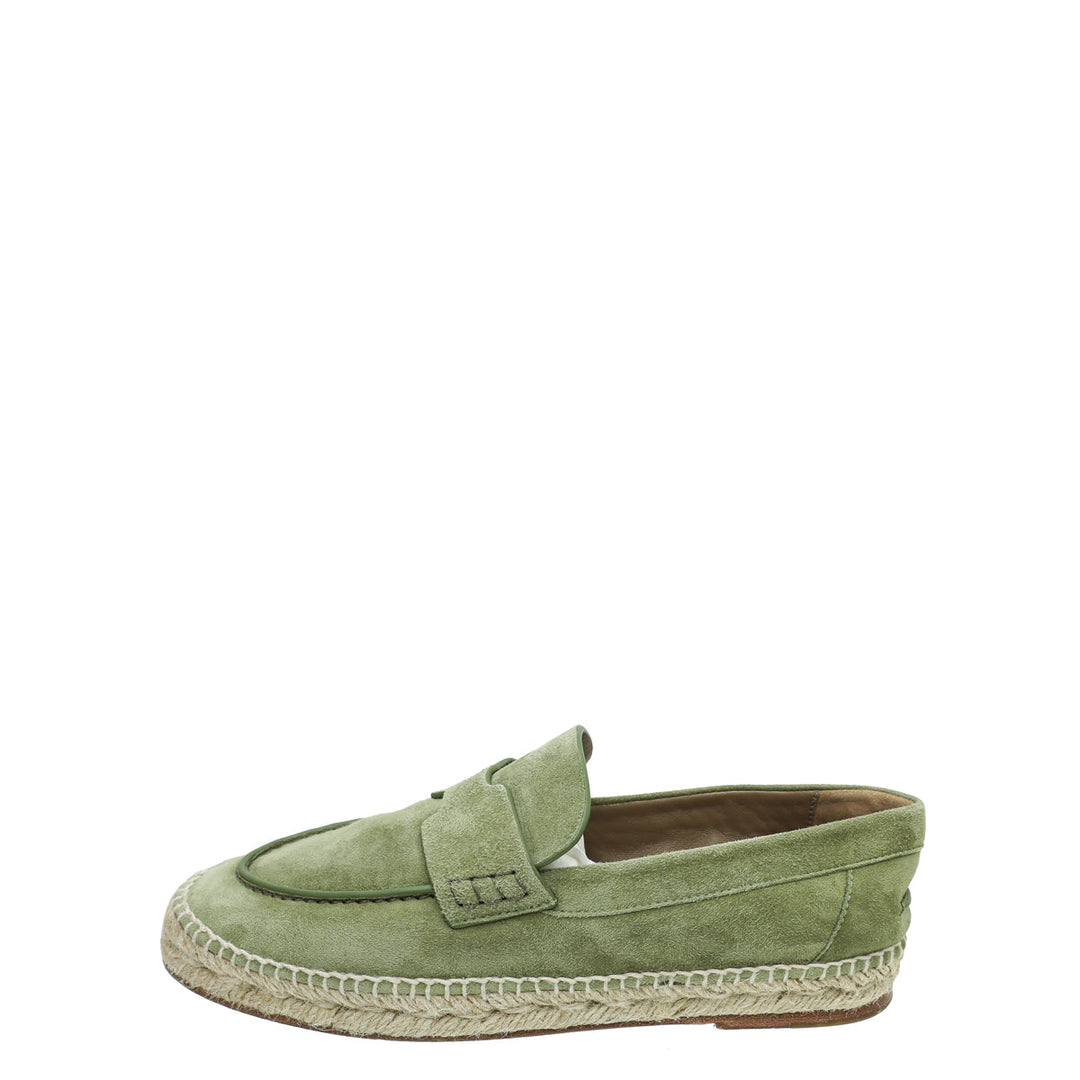 Top quality Hermes Vert Sauge Suede Goatskin Trip Espadrille 35