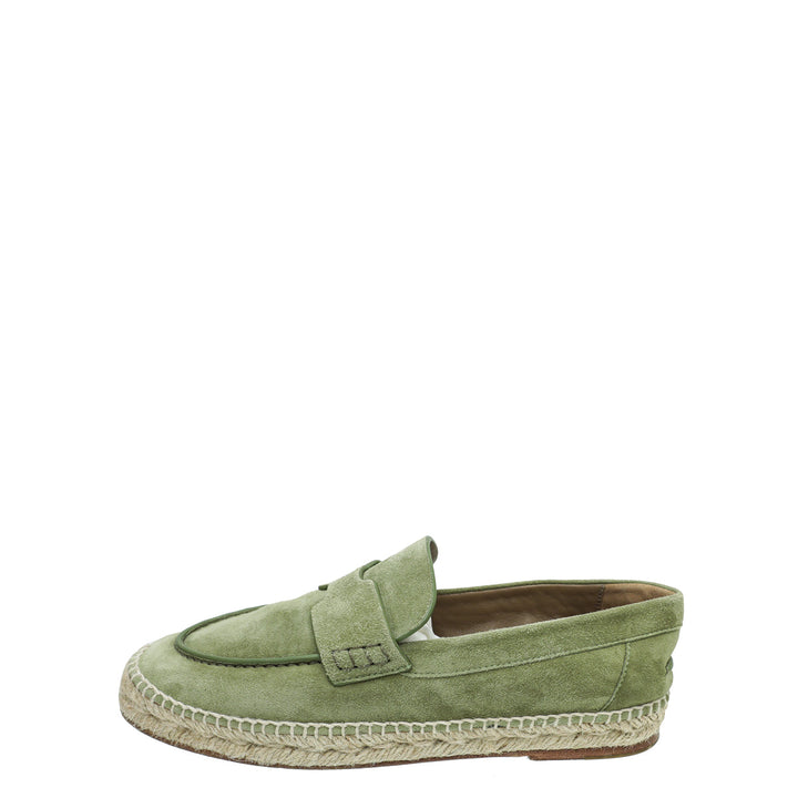 Top quality Hermes Vert Sauge Suede Goatskin Trip Espadrille 35