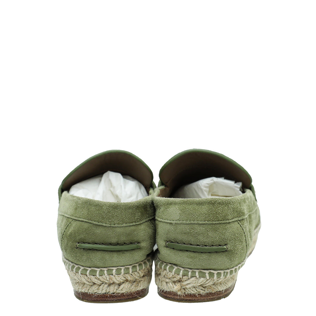 Hermes Vert Sauge Suede Goatskin Trip Espadrille 35