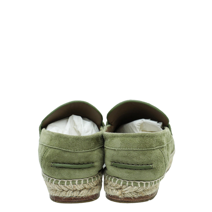 Hermes Vert Sauge Suede Goatskin Trip Espadrille 35