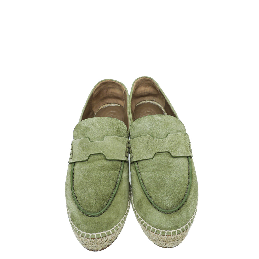Hermes Vert Sauge Suede Goatskin Trip Espadrille 35