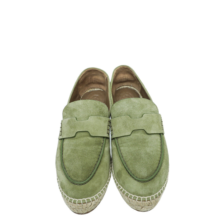Hermes Vert Sauge Suede Goatskin Trip Espadrille 35