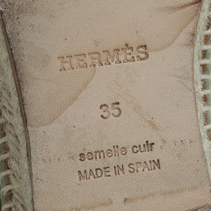 Hermes Vert Sauge Suede Goatskin Trip Espadrille 35