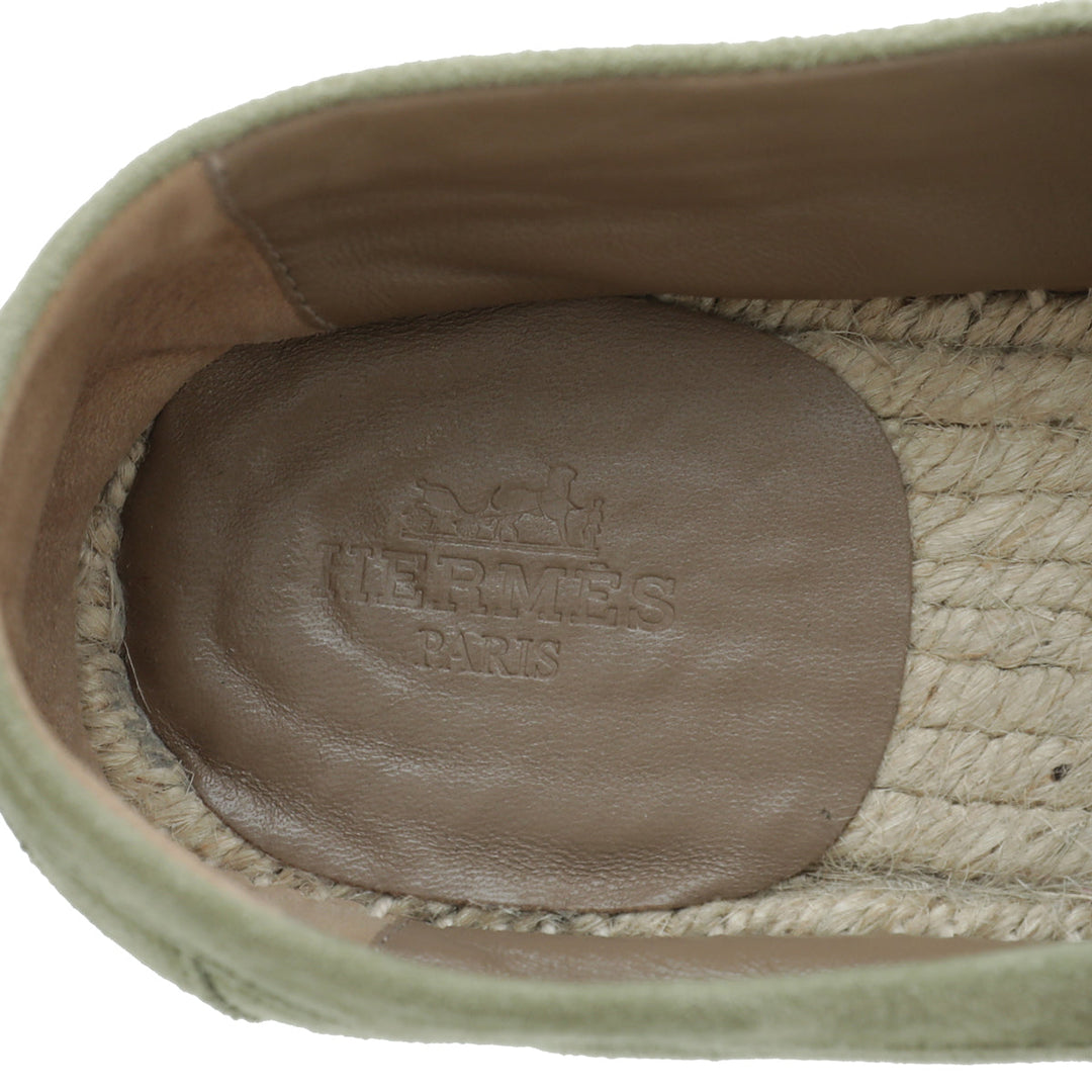 Hermes Vert Sauge Suede Goatskin Trip Espadrille 35