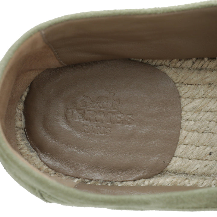 Hermes Vert Sauge Suede Goatskin Trip Espadrille 35