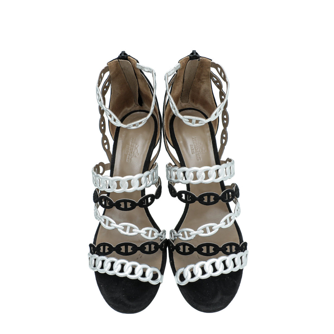 Top quality Hermes Bicolor Chaine D'ancre Romy Sandals 38