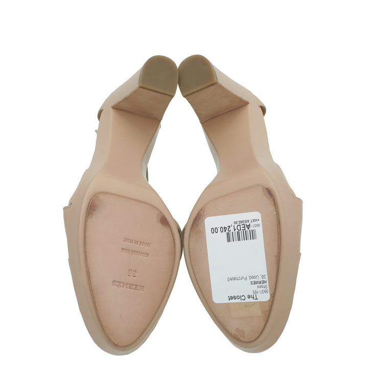 Top quality Hermes Beige Cross Strappy Platform Sandal 38