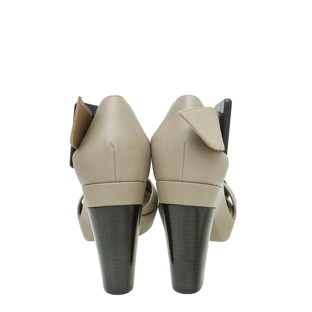 Hermes Etoupe Buckle Platform Sandal 38