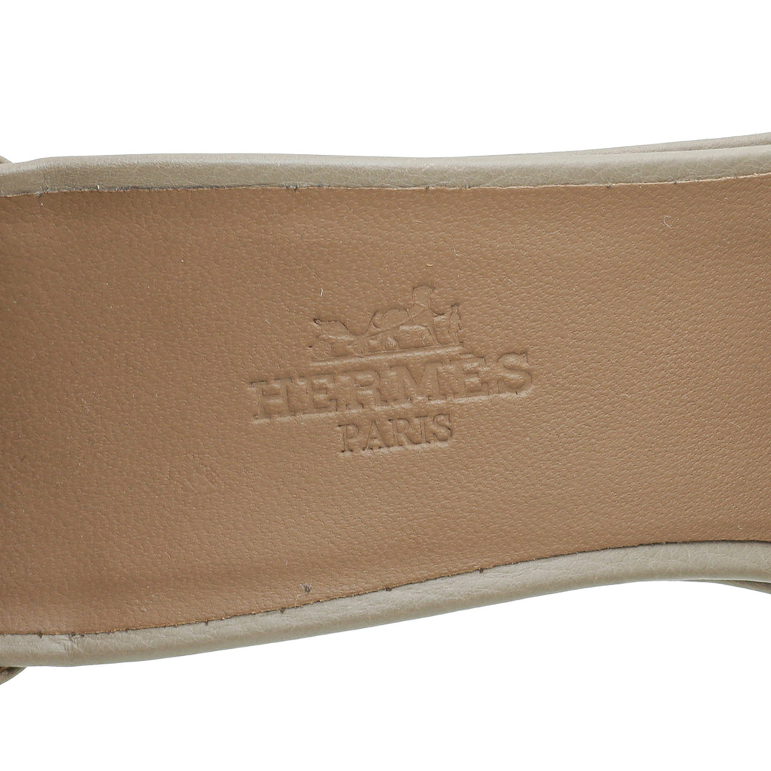 Top quality Hermes Etoupe Buckle Platform Sandal 38