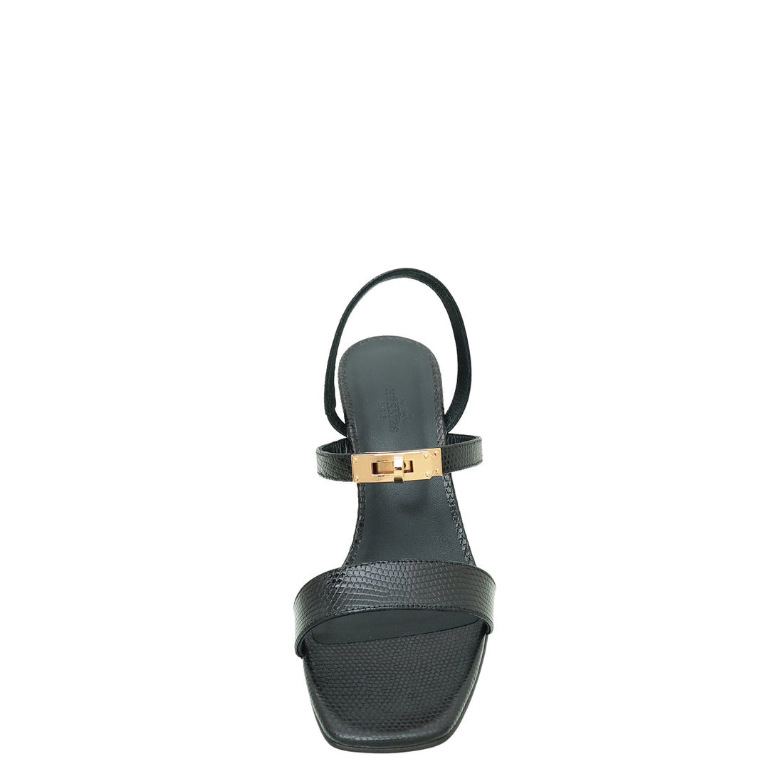 Top quality Hermes Noir Lizard Glamour 75 Sandal 39