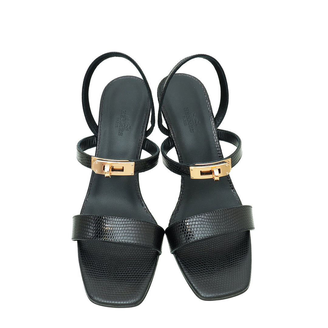 Top quality Hermes Noir Lizard Glamour 75 Sandal 39
