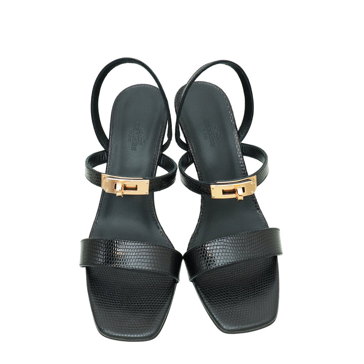 Top quality Hermes Noir Lizard Glamour 75 Sandal 39