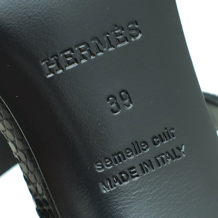 Top quality Hermes Noir Lizard Glamour 75 Sandal 39