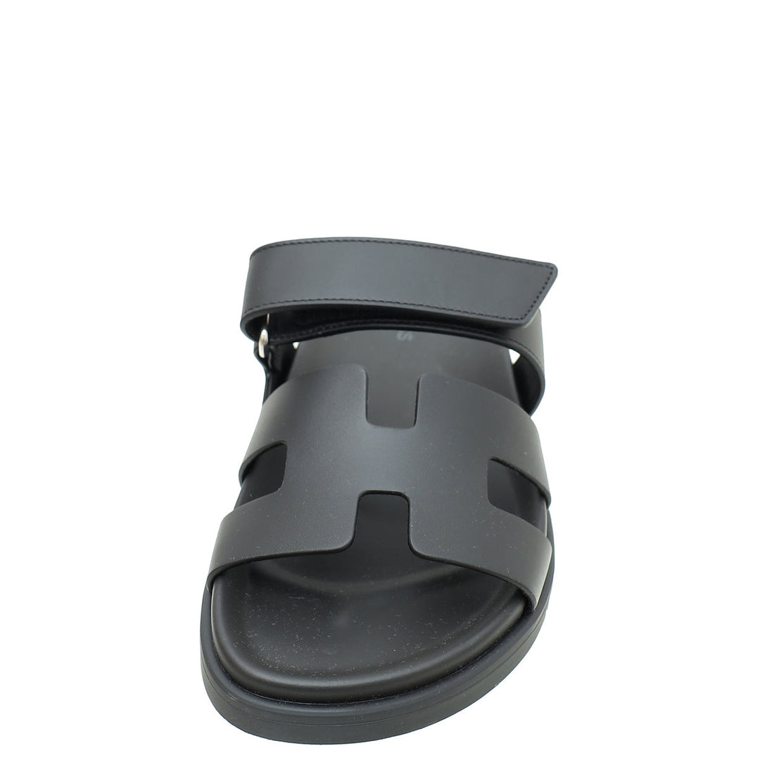 Hermes Noir Chypre Sandals 36