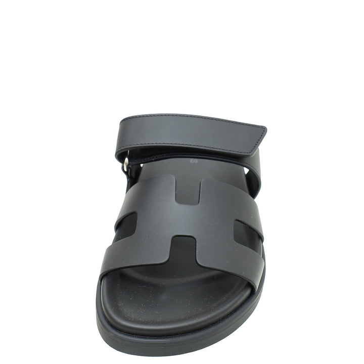 Hermes Noir Chypre Sandals 36