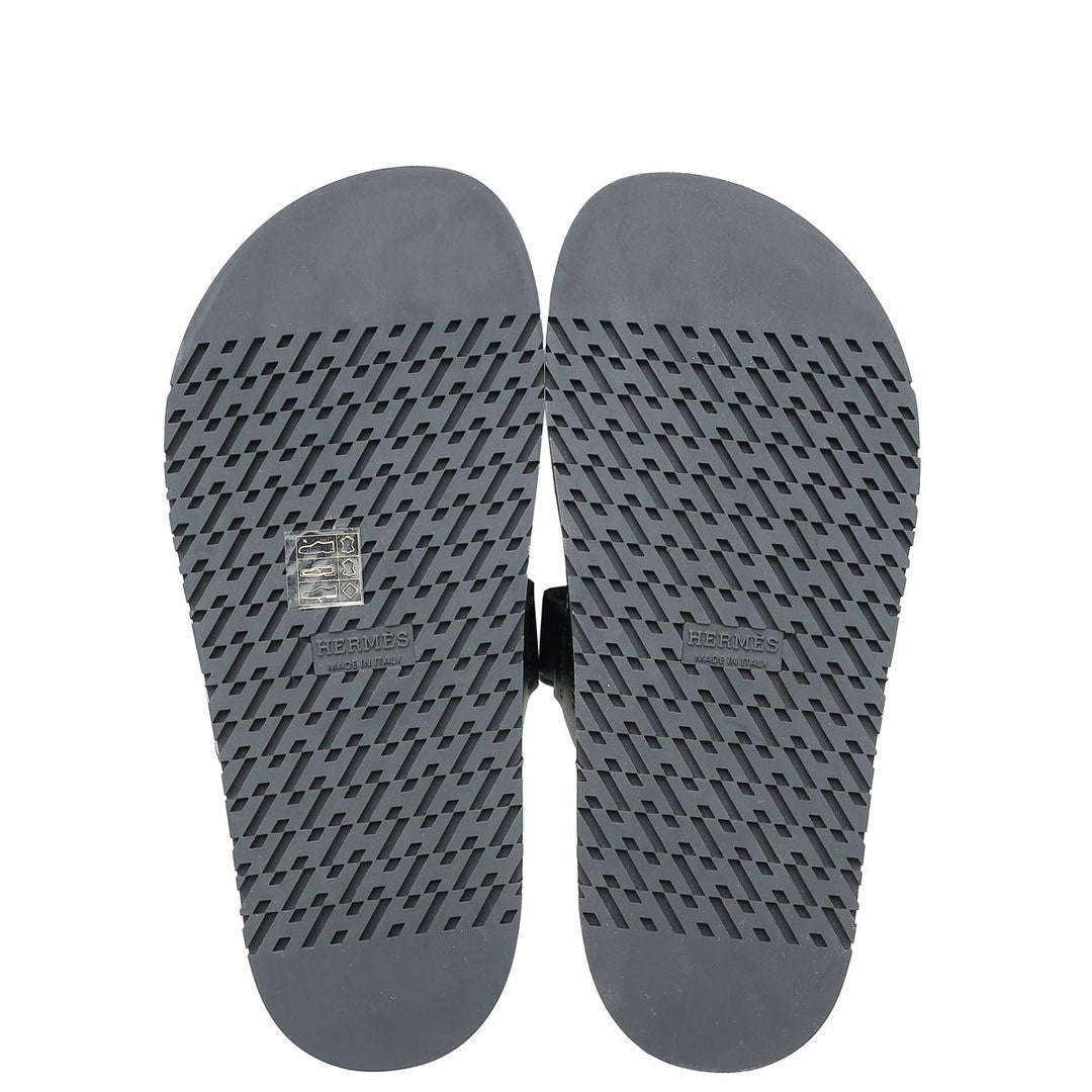 Hermes Noir Chypre Sandals 36
