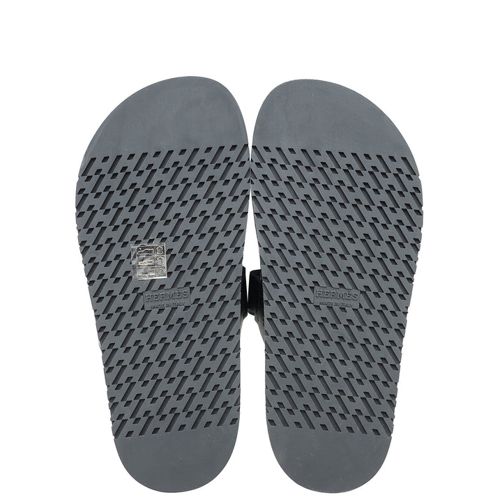 Hermes Noir Chypre Sandals 36