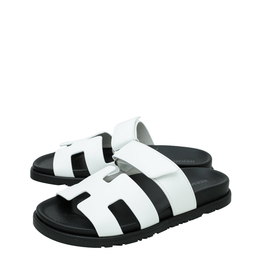 Hermes Blanc Chypre Sandals 36
