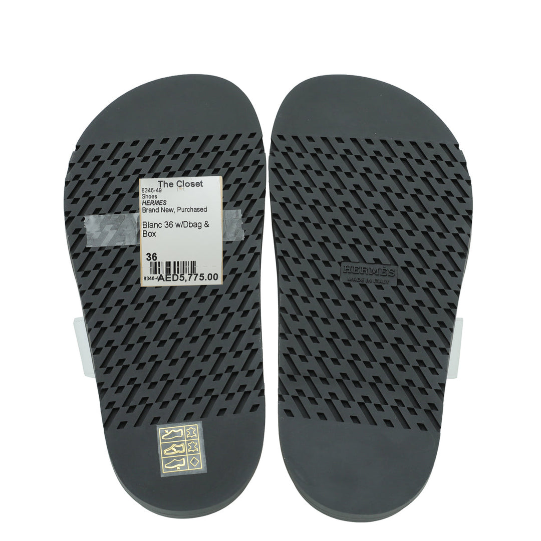 Hermes Blanc Chypre Sandals 36
