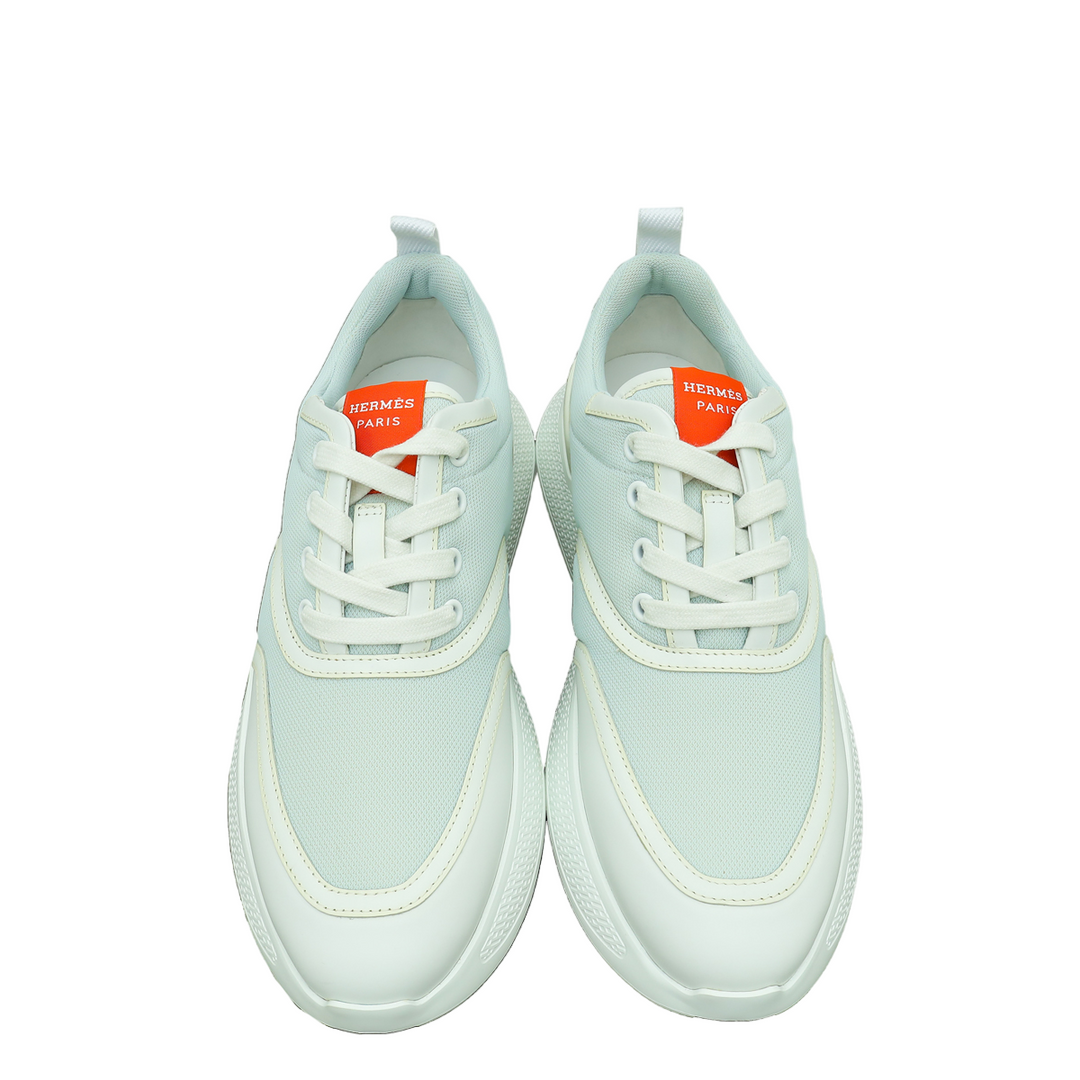 Top quality Hermes Tricolor Mesh Pique and Calfskin Giga Sneaker 37