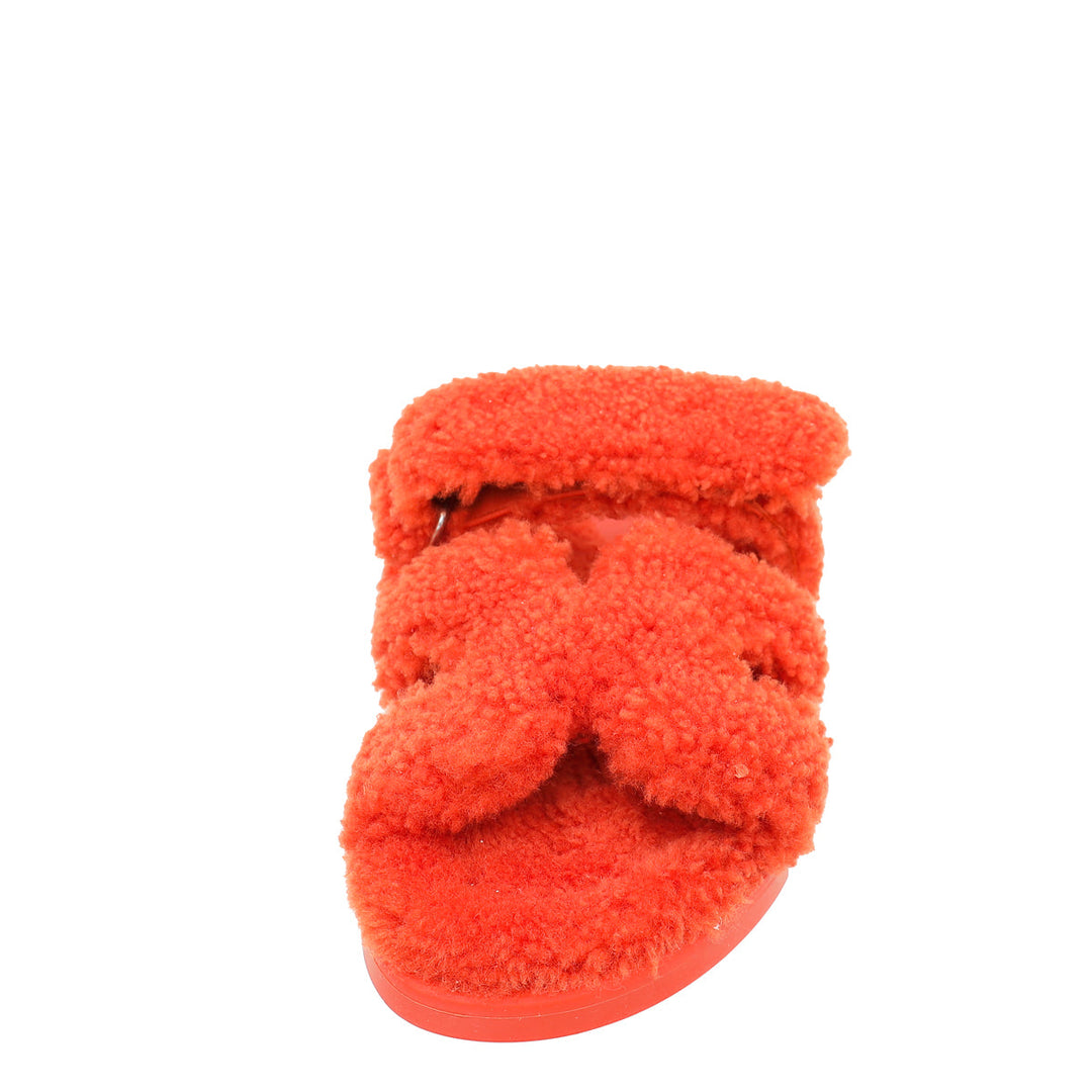 Top quality Hermes Orange Woolskin Chypre Sandal 37