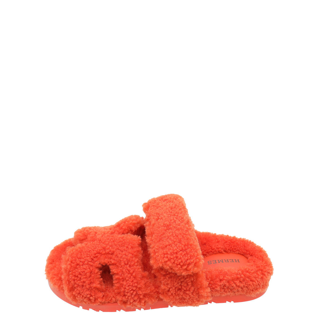 Top quality Hermes Orange Woolskin Chypre Sandal 37