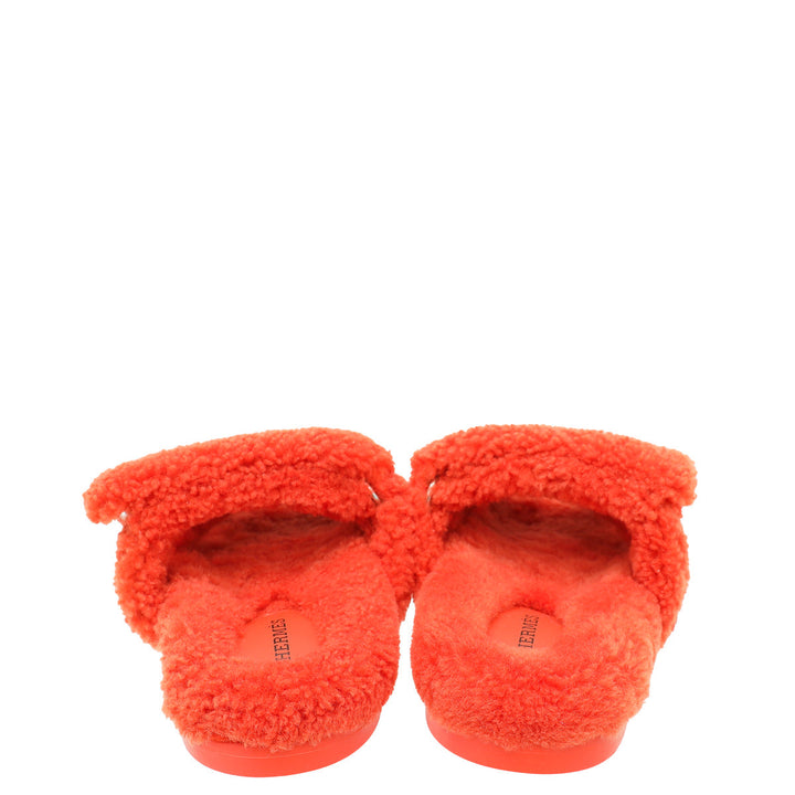 Top quality Hermes Orange Woolskin Chypre Sandal 37