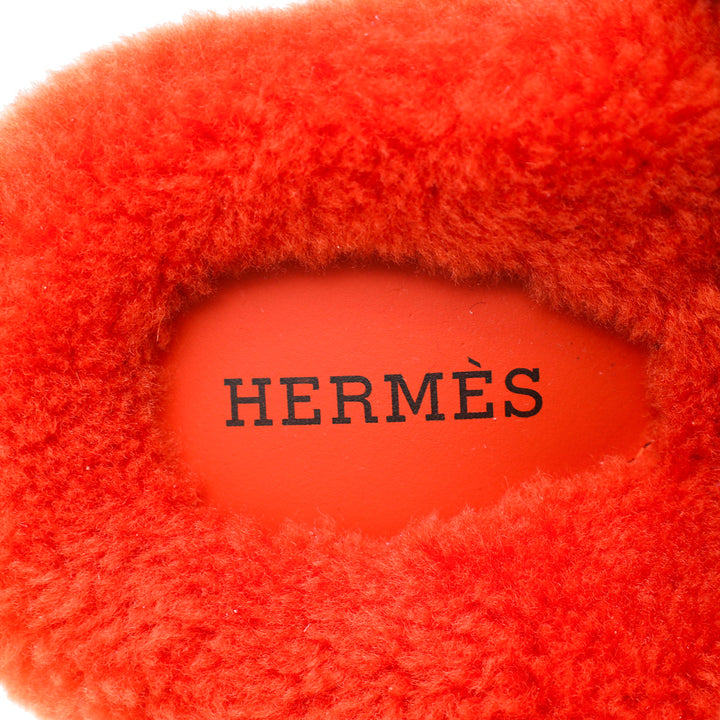 Top quality Hermes Orange Woolskin Chypre Sandal 37