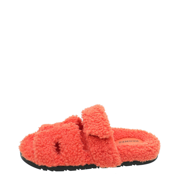 Top quality Hermes Orange Woolskin Chypre Sandal 37